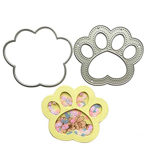 Welltobuy Troqueles de Corte Plantilla Perro Gato Huellas de Corte Plantilla de Metal Moldes Herramienta de grabación en Relieve para Hacer Tarjetas Scrapbooking DIY Álbum de Papel