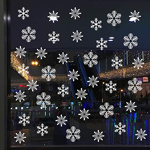 WELLXUNK Pegatina Copo de Nieve de la Navidad,192 Pcs Copo de Nieve DIY Navidad Decoración,Navidad Pegatinas de Ventana,para Navidad Ventana Decoración Fiesta Reutilizables