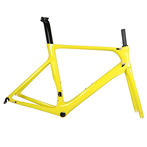 Wenhu Cuadro de Bicicleta de Carretera de Carbono Completo OEM Spcycle DI2 y Cuadro de maquinaria de Bicicleta de Carretera de Carbono BB86 50.5/53/56 cm Garantía de 2 años,Yellow,56cm