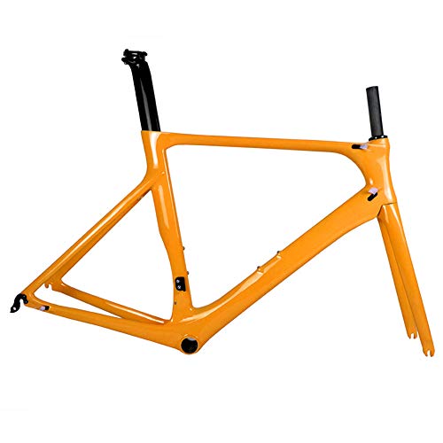 Wenhu Cuadro de Bicicleta de Carretera de Carbono Completo OEM Spcycle DI2 y Cuadro de maquinaria de Bicicleta de Carretera de Carbono BB86 50.5/53/56 cm Garantía de 2 años,Orange,53cm