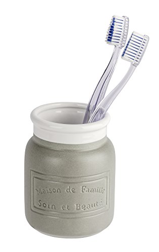 Wenko Maison Vaso para Cepillos de Dientes, Cerámica, Gris, 9x9x10.5 cm