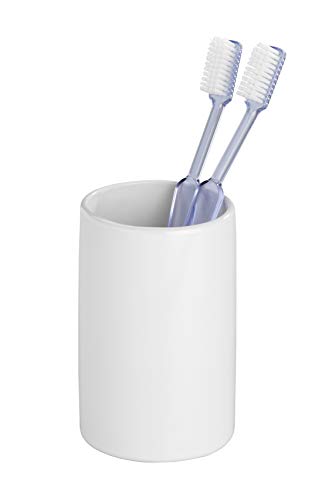 Wenko Polaris Vaso para Cepillos de Dientes, Cerámica, Blanco, 7x7x11 cm