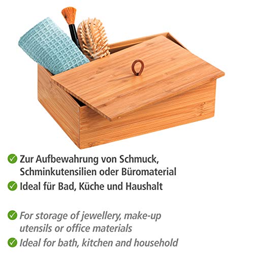 Wenko Terra - Organizador de bambú (3 compartimentos, caja de almacenamiento, cesta para el baño), marrón, Maße (B x H x T): 22 x 7 x 15 cm