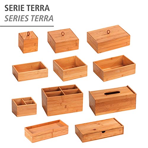 Wenko Terra - Organizador de bambú (3 compartimentos, caja de almacenamiento, cesta para el baño), marrón, Maße (B x H x T): 22 x 7 x 15 cm