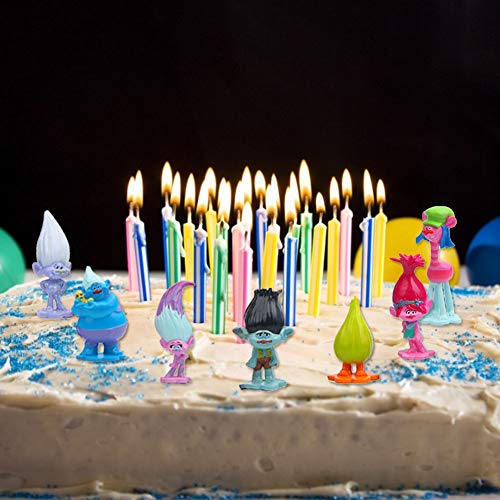 WENTS Trolls Doll Cake Topper Mini Juego de Figuras Niños Mini Juguetes Baby Shower Fiesta de cumpleaños Pastel Decoración Suministros 12 piezas