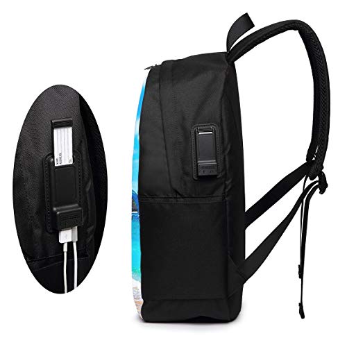 WEQDUJG Mochila Portatil 17 Pulgadas Mochila Hombre Mujer con Puerto USB, Playa de Tenerife Mochila para El Laptop para Ordenador del Trabajo Viaje