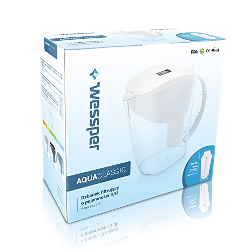 Wessper Jarra de Agua Filtrada con 1 Filtro, 3.5 litres, Compatible con Brita Classic (Azul)