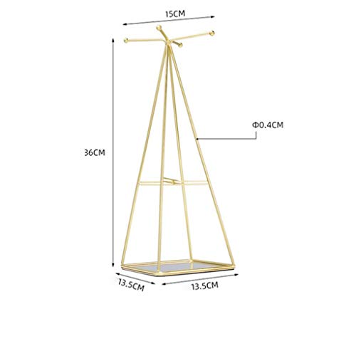 WGGTX Luz Estilo Hierro Creativo del Estante de joyería nórdica Ins joyería Simple Almacenamiento del Soporte de exhibición de Oro (Color : A)