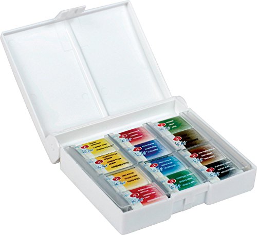 White Night Artists Watercolour Set 12 Whole Pans, Plastic Box