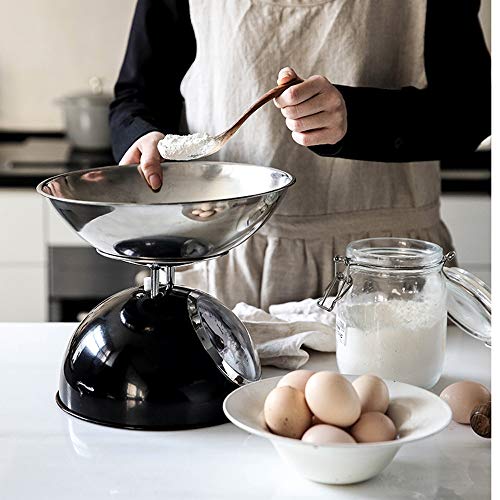 WHOHO Báscula de Cocina Retro, báscula de Acero Inoxidable con Esfera mecánica clásica, Recipiente extraíble, Capacidad de 11 LB / 5 kg, función de pelado.