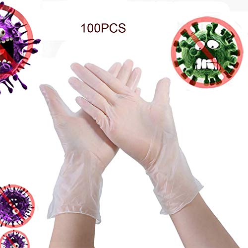 WHYTT Guantes Desechables, Guantes Desechables de Vinilo sin Polvo para Lavar los Platos, antibacterianos, sin Polvo, Sin látex, Caja Fuerte, médico, Seguridad y protección Ambiental 100 PCS,Small