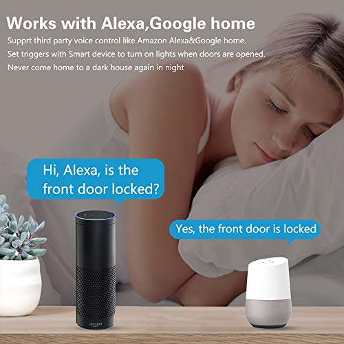 Wi-Fi sensor de puerta/ventana alertas APP sensor de seguridad para el hogar, El detector de sensor de imán de puerta de ventana inteligente funciona con Alexa Google Home IFTTT