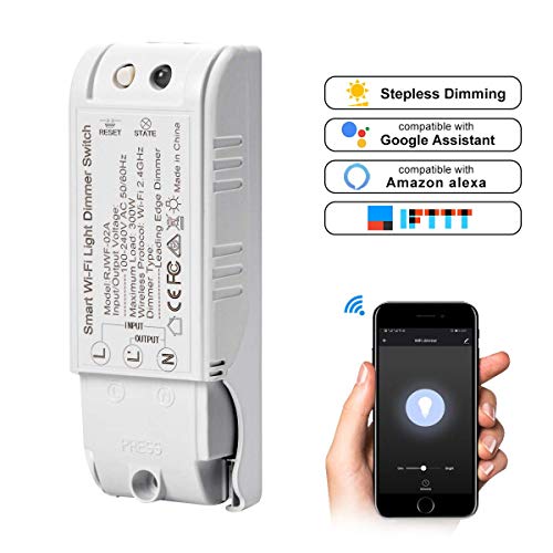 Wifi Regulador de intensidad, FOXNSK Regulador de intensidad Módulo Bricolaje Inalámbrico Módulo Wifi Ligero Cambiar Timmer Compatible con Alexa/Google Home