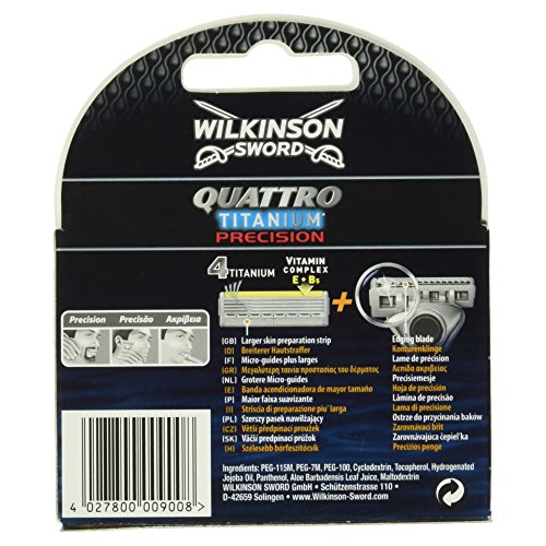 Wilkinson Quattro Titanium Precision - Cuchillas de afeitar (4 unidades)