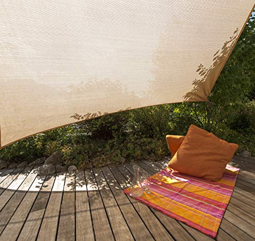 Windhager Toldo Parasol, Solar, Sunsail Adria Cuadrado 5 x 5 m (isósceles), protección UV, Resistente a la Intemperie y Transpirable, Beige, 10966, cañas