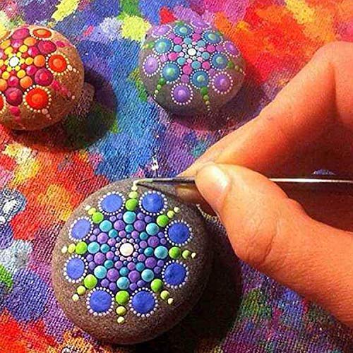 Winthai - Juego de 25 mandalas, mandala, pintura de mandala, herramientas de punto, punto, pinceles, mandala, plantilla de bola, lápiz capacitivo, bandeja para pintura de rocas, dibujo