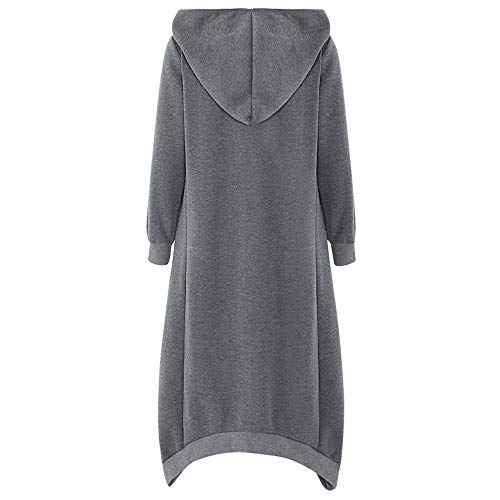 Winwintom-2020 Otoño Invierno de Talla Grande Mujer Suelta Sudadera sólida Blusa de Manga Larga con Capucha Cremallera pulóver Tops Camisa Abrigo (Gris, XXXL)