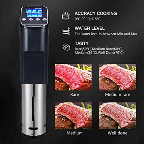 WishY Sous Vide Aparato De Cocina Precisión, Máquina De Cocción Al Vacío, Cocina Baja Temperatura, Pantalla LCD Táctil, Temporizador, Máquina De Cocción Al Vacío De Acero Inoxidable, 1000W