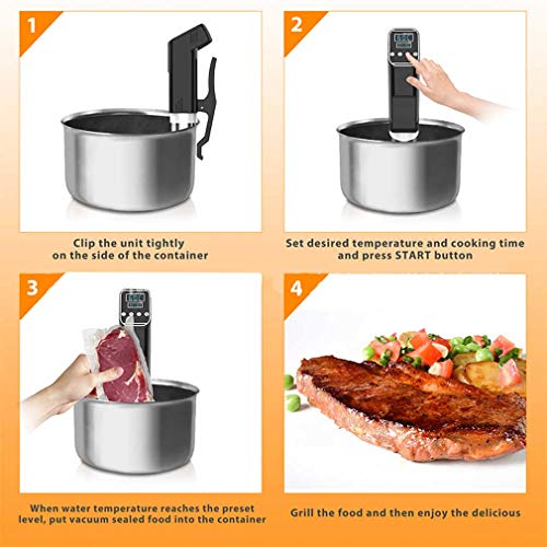 WishY Sous Vide Aparato De Cocina Precisión, Máquina De Cocción Al Vacío, Cocina Baja Temperatura, Pantalla LCD Táctil, Temporizador, Máquina De Cocción Al Vacío De Acero Inoxidable, 1000W