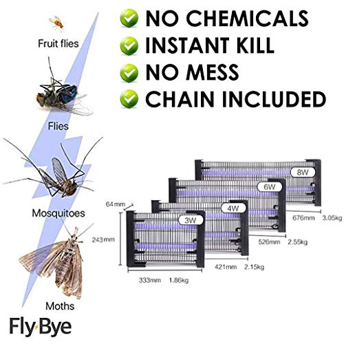 WISKEO Lámpara Mata Insectos Electrico UV, Anti Mosquitos Electrónica, Cobertura Grande del Área Colgar Atrapa para Moscas Uso Industrial 6W