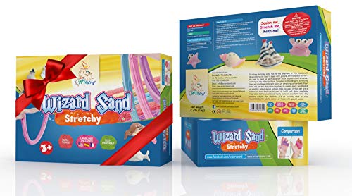 Wizard Stretchy Sand / 1 kg en 3 Colores de Arena Cinética, con Criaturas Marinas, Sirenas y Juguetes del Mar; Ecológica y No Tóxica