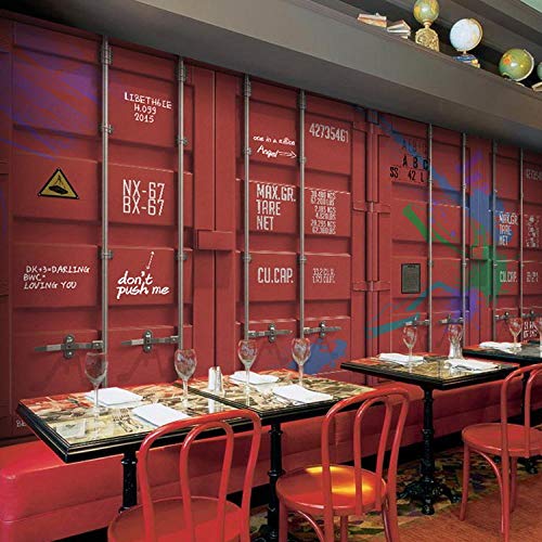 WLPBH Self-Adhesive 3D Mural Industrial Wind Bar Container Western Restaurant (W) 450X (H) 300Cm Wallpaper Living Room Bedroom Restaurant Bar Office Corridor Decorative Wall Art 3D Photo Mural Tv B