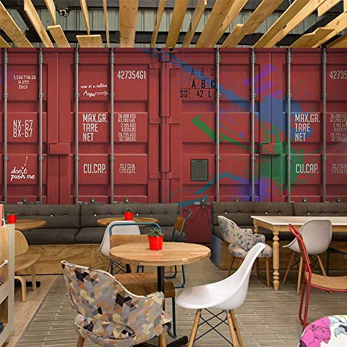 WLPBH Self-Adhesive 3D Mural Industrial Wind Bar Container Western Restaurant (W) 450X (H) 300Cm Wallpaper Living Room Bedroom Restaurant Bar Office Corridor Decorative Wall Art 3D Photo Mural Tv B