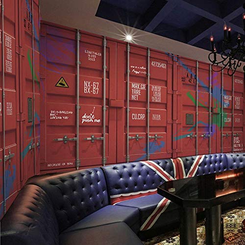 WLPBH Self-Adhesive 3D Mural Industrial Wind Bar Container Western Restaurant (W) 450X (H) 300Cm Wallpaper Living Room Bedroom Restaurant Bar Office Corridor Decorative Wall Art 3D Photo Mural Tv B