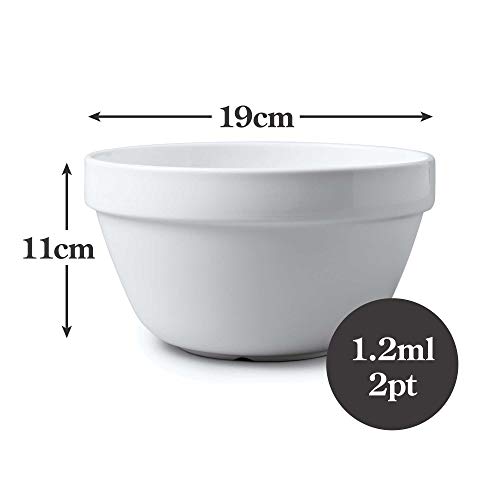 WM Bartleet & Sons 1750 T214 - Cuenco de porcelana tradicional para pudín (20 cm, 1,25 l/2 unidades), color blanco