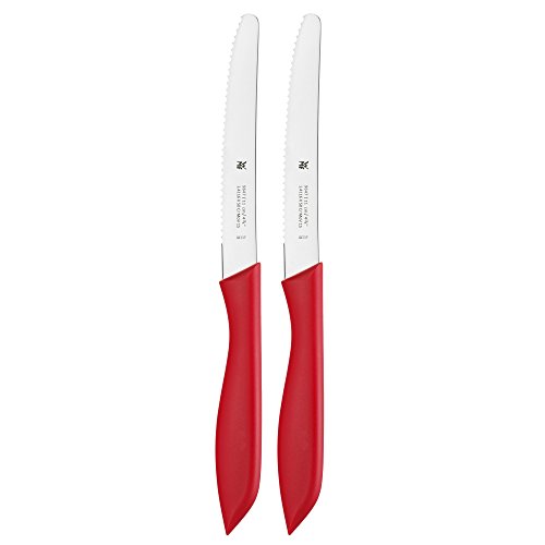 WMF - Juego de cuchillos de desayuno (2 piezas, 23 cm, cuchillo para panecillos, cuchillo para pan, hoja especial, mango de plástico), color rojo