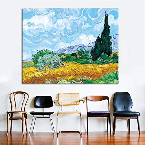 wojinbao sin Marco FamousBy Van GoghCarteles LienzoPaisaje clásicopara Livi Room Unframe 40x60cm