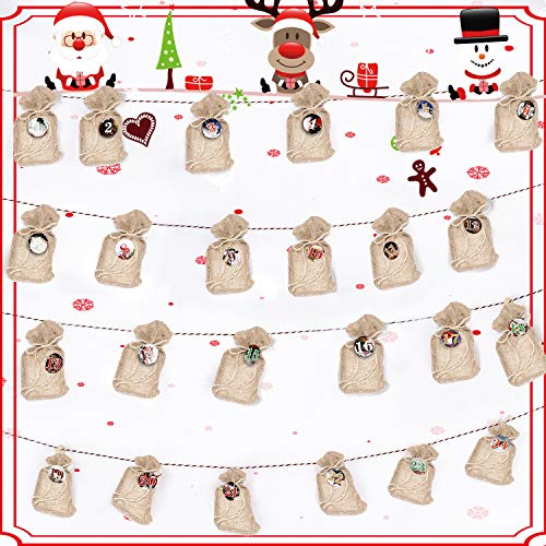 Wokkol Calendario de Adviento, 24 Botones de Calendario de Adviento Números, Pin Numerada (1–24) sí Manualidades de DIY de Navidad de Calendarios y para Decorar