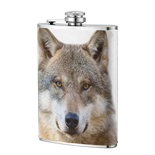 Wolf Portrait 8OZ Deluxe Frasco de cadera de acero inoxidable para licor