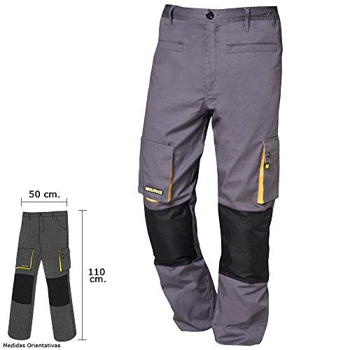 Wolfpack 15017110 Pantalon de Trabajo Gris/Amarillo Largo Talla 54/56 XXL