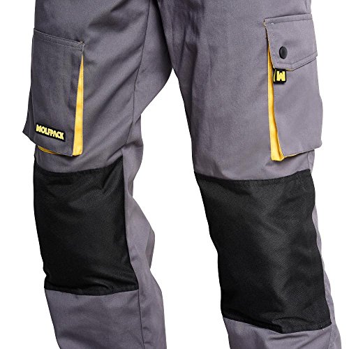 Wolfpack 15017110 Pantalon de Trabajo Gris/Amarillo Largo Talla 54/56 XXL