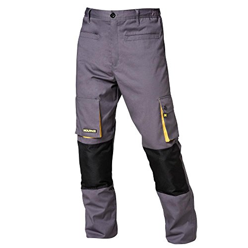 Wolfpack 15017110 Pantalon de Trabajo Gris/Amarillo Largo Talla 54/56 XXL