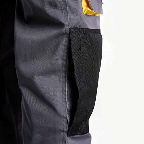 Wolfpack 15017110 Pantalon de Trabajo Gris/Amarillo Largo Talla 54/56 XXL