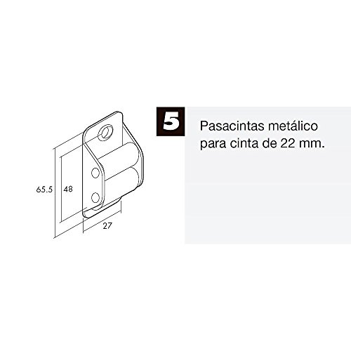 WOLFPACK LINEA PROFESIONAL 5250180 Pasacintas Persiana Zincado Rodillo Nylon Cinta 22 mm