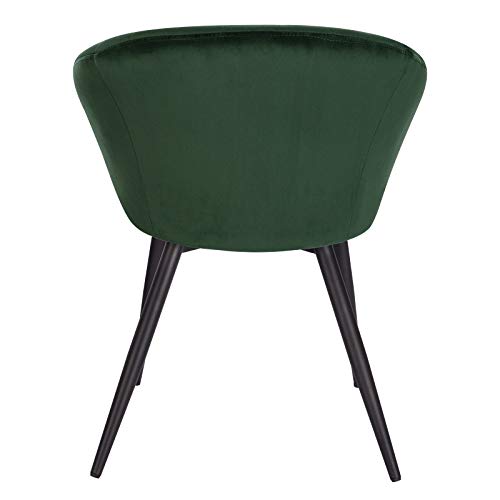 WOLTU 1X Sillas de Comedor Sillas de Cocina Dining Chairs Juego de 1 Sillas Tapizada Salón con Reposabrazos Sillas Terciopelo con Respaldo Patas de Metal Silla de Oficina Verde Oscuro BH244dgn-1