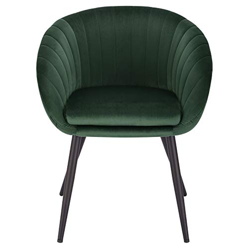 WOLTU 1X Sillas de Comedor Sillas de Cocina Dining Chairs Juego de 1 Sillas Tapizada Salón con Reposabrazos Sillas Terciopelo con Respaldo Patas de Metal Silla de Oficina Verde Oscuro BH244dgn-1