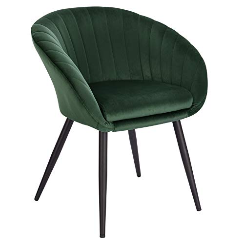 WOLTU 1X Sillas de Comedor Sillas de Cocina Dining Chairs Juego de 1 Sillas Tapizada Salón con Reposabrazos Sillas Terciopelo con Respaldo Patas de Metal Silla de Oficina Verde Oscuro BH244dgn-1