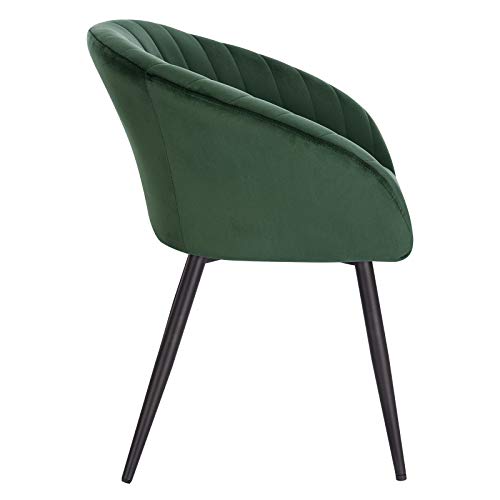 WOLTU 1X Sillas de Comedor Sillas de Cocina Dining Chairs Juego de 1 Sillas Tapizada Salón con Reposabrazos Sillas Terciopelo con Respaldo Patas de Metal Silla de Oficina Verde Oscuro BH244dgn-1