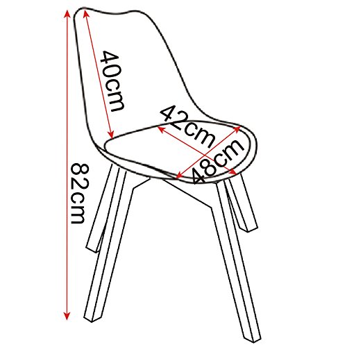 WOLTU 2X Sillas de Comedor Dining Chairs Silla Tower Madera Silla de Escritorio Asiento Acolchado en Cuero Sintético y Polipropileno Silla de Cocina Silla Conferencia Blanco BH29ws-2