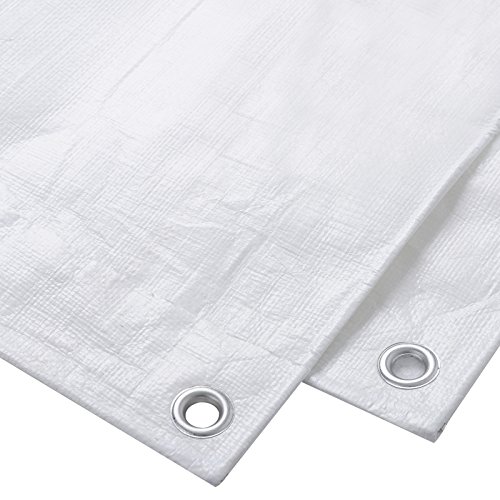 WOLTU Lona Impermeable Lona de Protección, Duradera con Ojales para Muebles, Jardín, Piscina, Coche 280 g/m2 Blanco 5x6m GZ1177m8