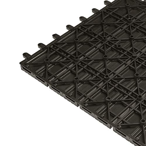 WOLTU Suelo de WPC Set de 11 Baldosas de Madera Exterior para Porche Patios Jardin, 30 x 30 cm Compuesta Azulejos para Terraza Gris Oscuro