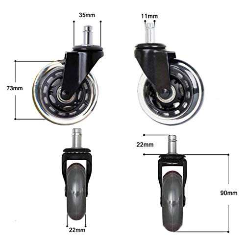 WOMGF Ruedas para Silla de Oficina Ruedas de Repuesto Caster Silencioso y Seguro para Cualquier Piso 5 Piezas, 11mm x 22 mm