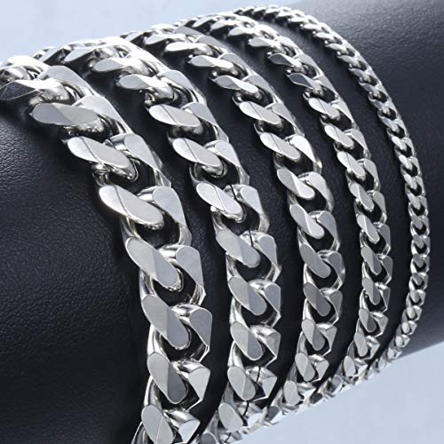 Wonderful Day Pulsera para Hombres Mujeres Curb Cuban Link Chain Acero Inoxidable Hombres Mujeres Pulseras Cadenas Joyas para Hombres, 11 mm de Ancho, Color Dorado