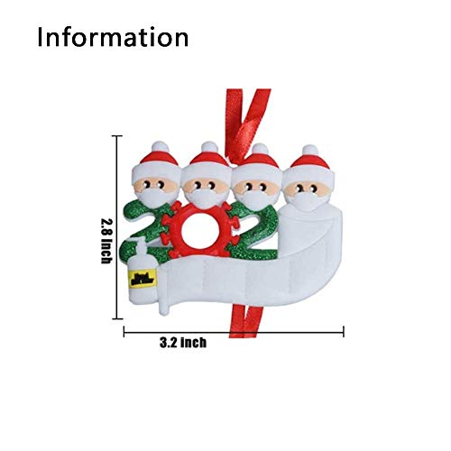 Wondsea - Kit de cuarentena Personalizado de 2 Piezas, Nombre de la Familia 2020, Regalo de Adorno navideño con máscara, Papel higiénico, Cuatro Personas