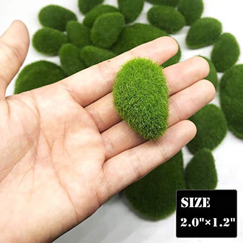 Woohome Musgo Artificial Rocas Decorativas, 25 Pz 2 Tamaño Piedras Artificiales Decorativas de Imitación para Jardines, Diseño de Terrarios de Hada, Arreglos Florales y Manualidades