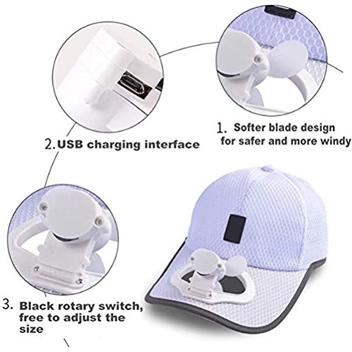 Wosiky Sombrero con Ventilador, Gorra de béisbol, Gorra de protección Solar, Gorra de béisbol refrigerada por Ventilador de Aire, Ventilador, Ventilador, Ventilador de Carga, Gorra de Visera